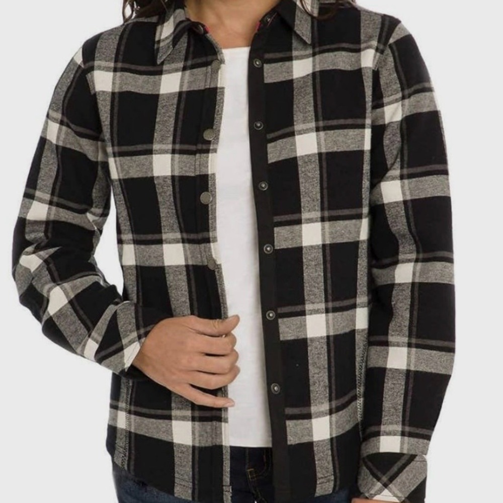 Orvis Black and White Check Snap Front Shacket -- XXL